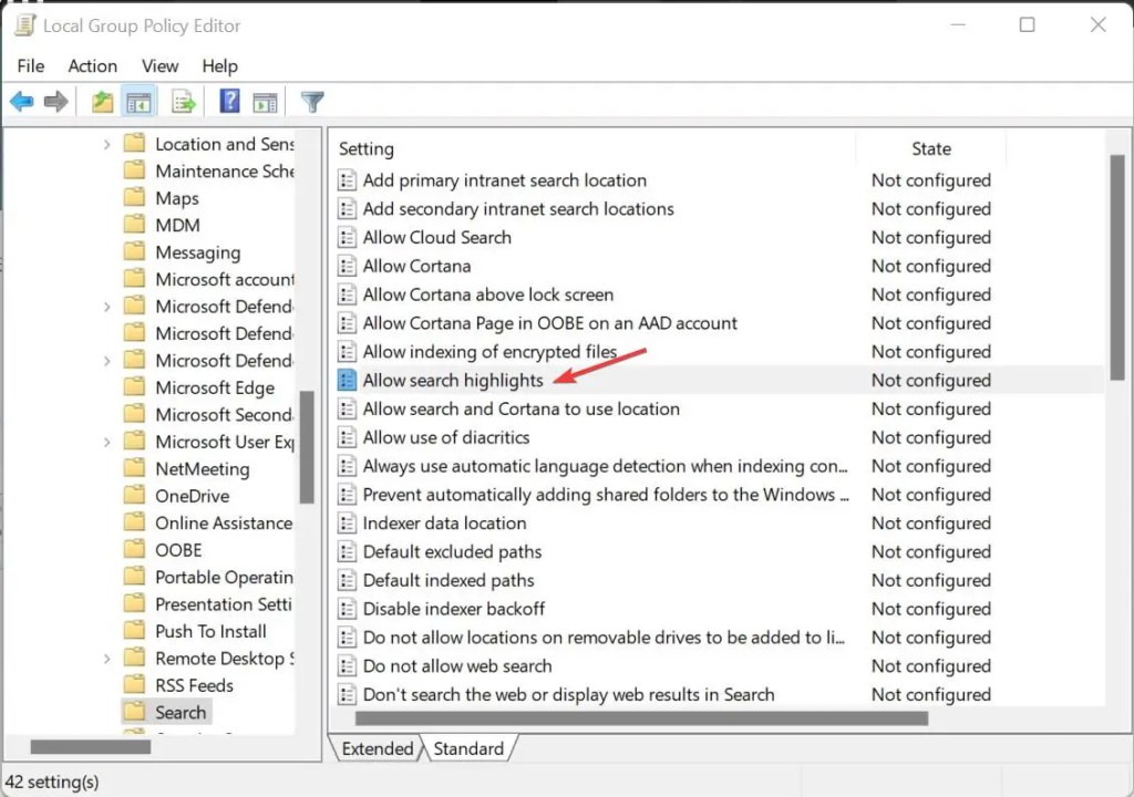 開く許可検索ハイライトポリシー